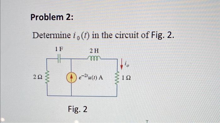 Solved Determine i0(t) in the circuit of Fig. 2. Fig. 2 | Chegg.com
