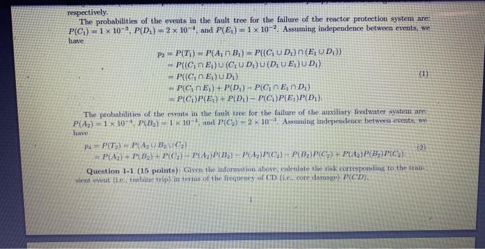 An event tree in a probabilistie riak assessment | Chegg.com