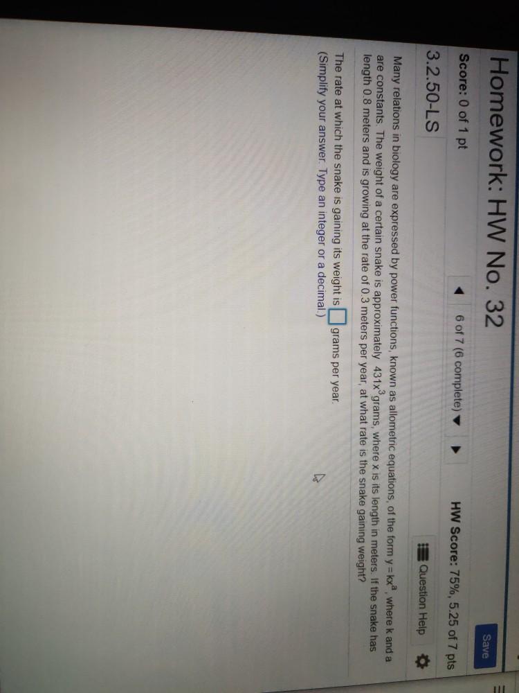 Solved Homework Hw No 32 Save Score 0 Of 1 Pt 6 Of 7 6 Chegg Com