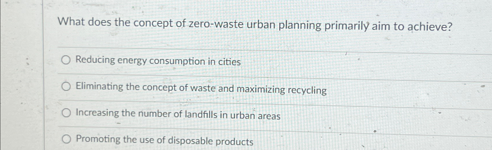 Image showcasing Solved What does the concept of zero-waste urban planning | Chegg.com