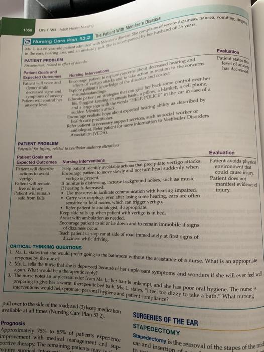 UNIT VI Auto Evaluation Patient states the level of 1856 MA Lisayardimit dhe plans of reduziness, nausea, vomiting Nursing Ca