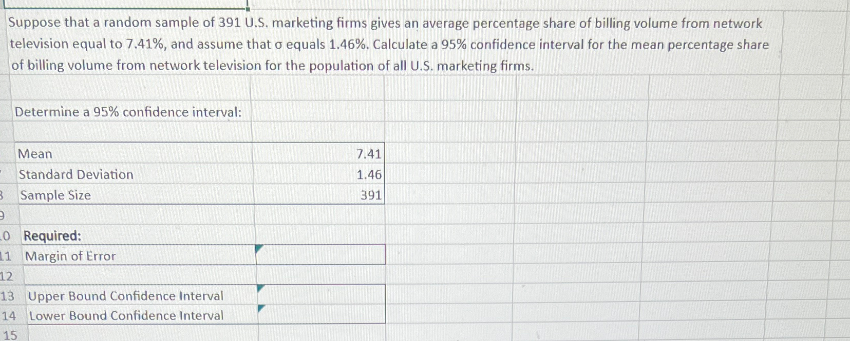 Solved (Provide excel codes please) ﻿Suppose that a random | Chegg.com