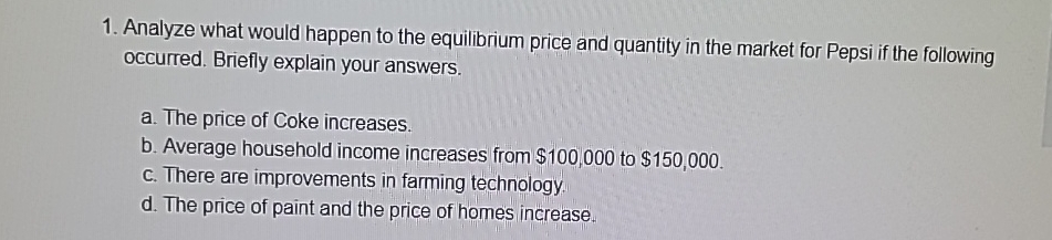 Solved Analyze What Would Happen To The Equilibrium Price Chegg Solved Analyze What Would Happen To The Equilibrium Price Chegg