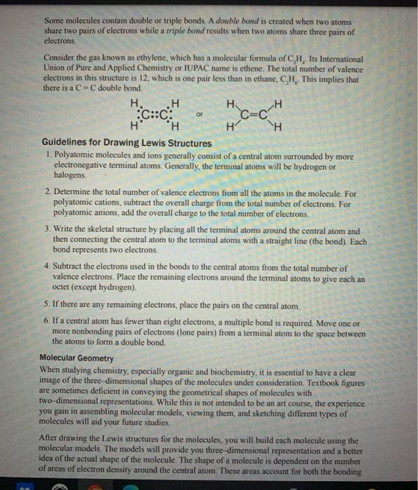 Solved Lewis Structures and Molecular Geometry Introduction | Chegg.com