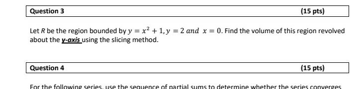 Solved Question 3 (15 pts) Let R be the region bounded by y | Chegg.com