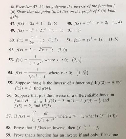 Solved In Exercises 47 54 Let G Denote The Inverse Of Th Chegg Com