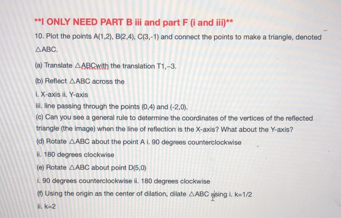Solved **I have the rest I only need part B iii and part F i | Chegg.com