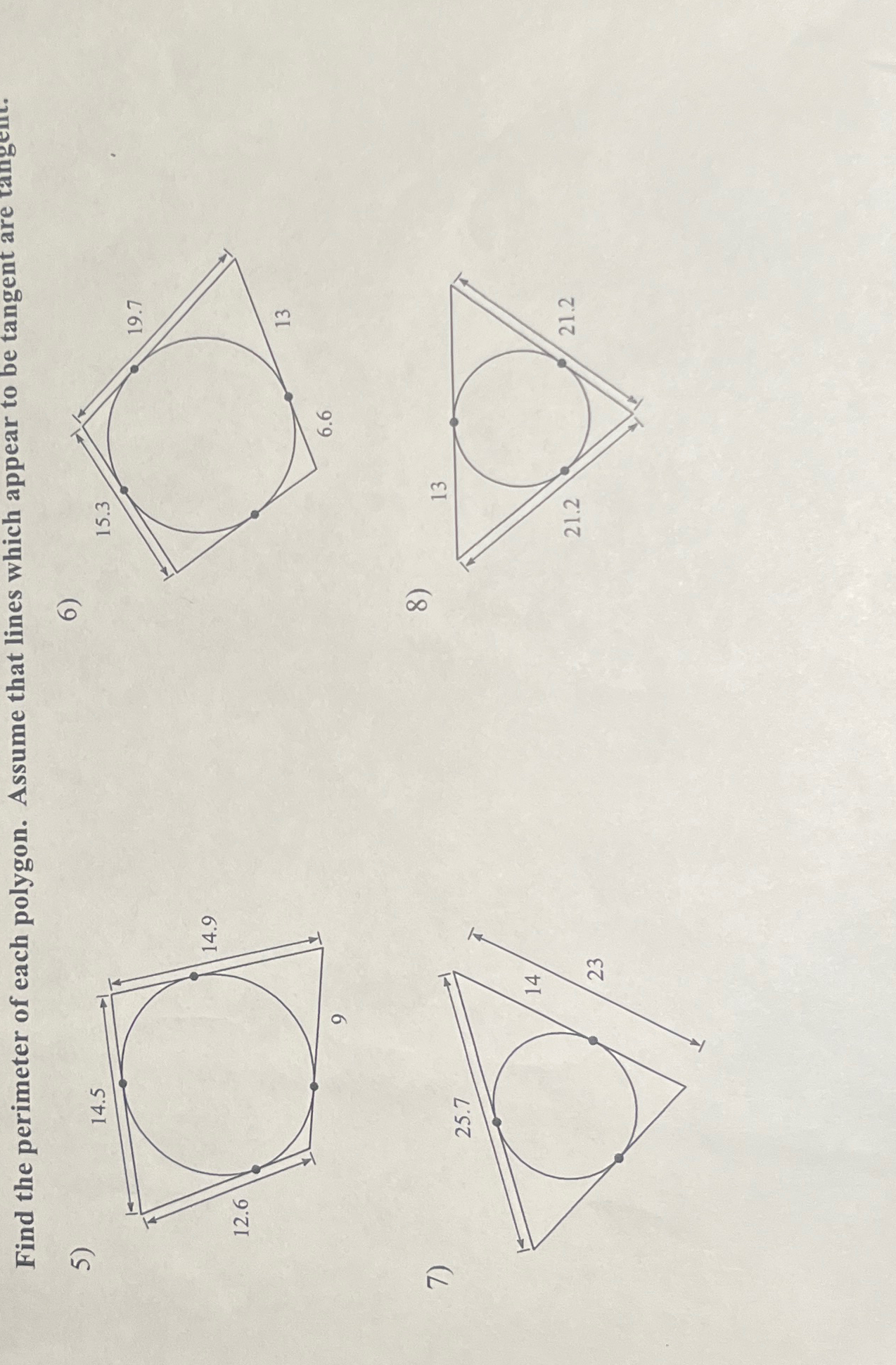 Solved Find the perimeter of each polygon. Assume that lines | Chegg.com