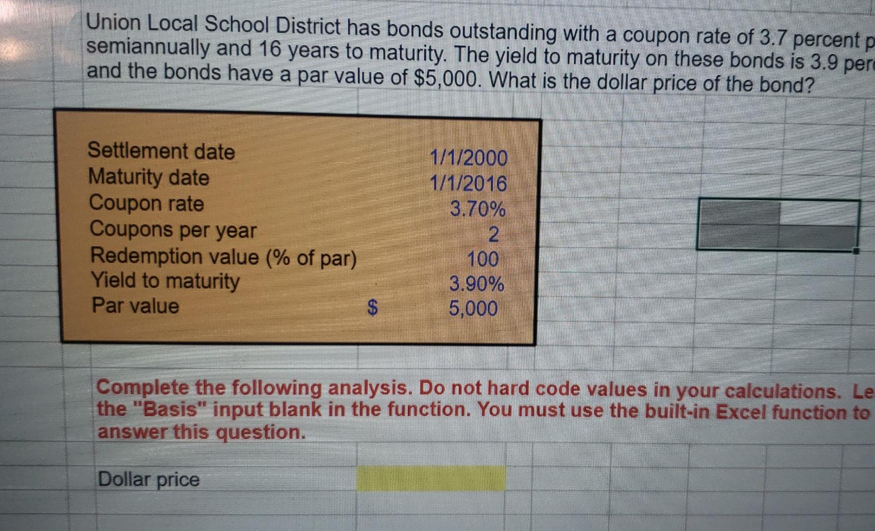 Solved Union Local School District has bonds outstanding