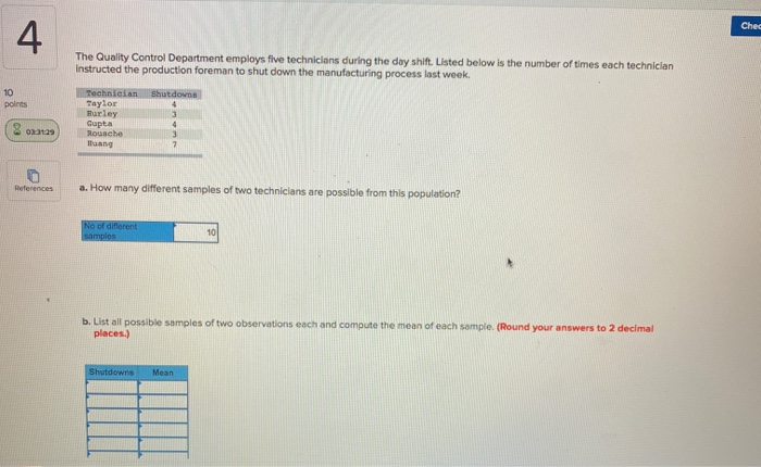Solved The Quality Control Department employs five | Chegg.com