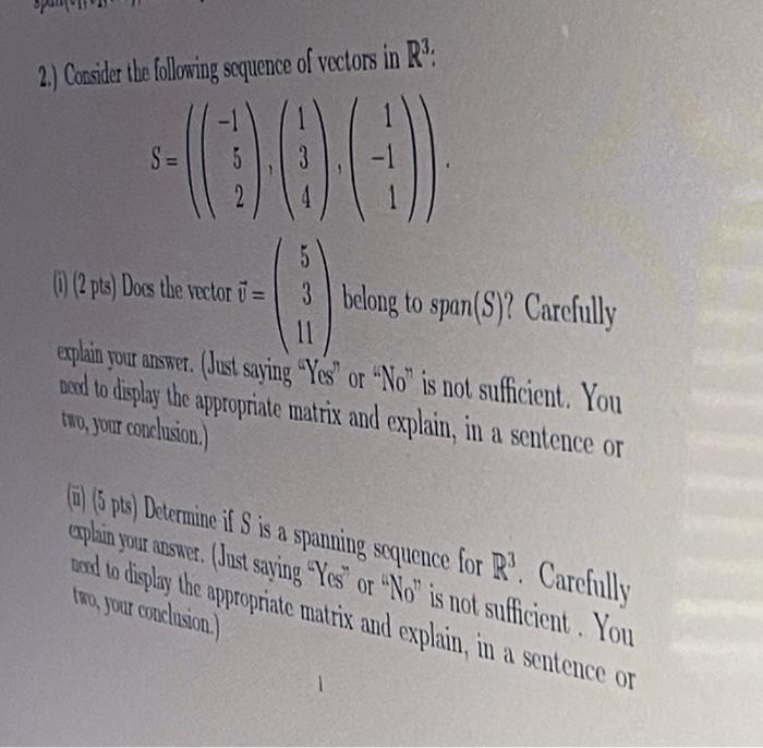 Solved 2.) Consider the following sequence of vectors in R. | Chegg.com