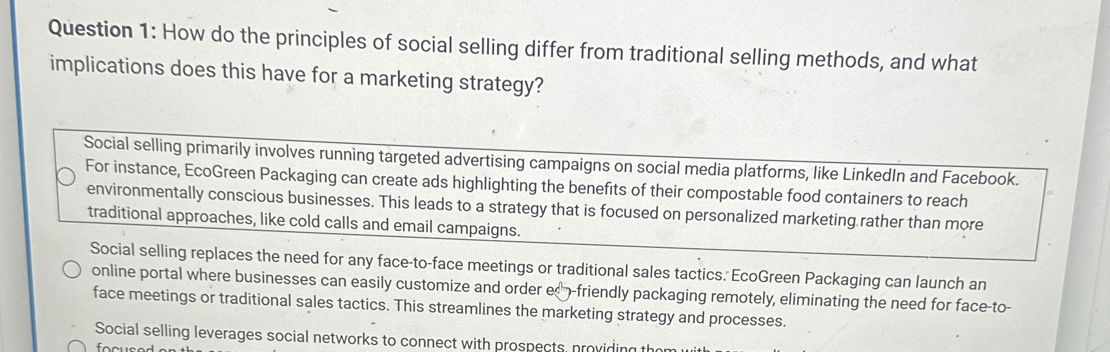 Solved Question 1: How do the principles of social selling | Chegg.com