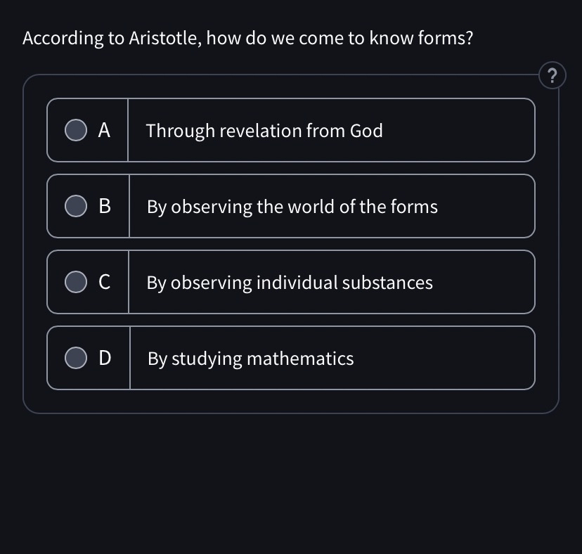 Solved According to Aristotle, how do we come to know | Chegg.com