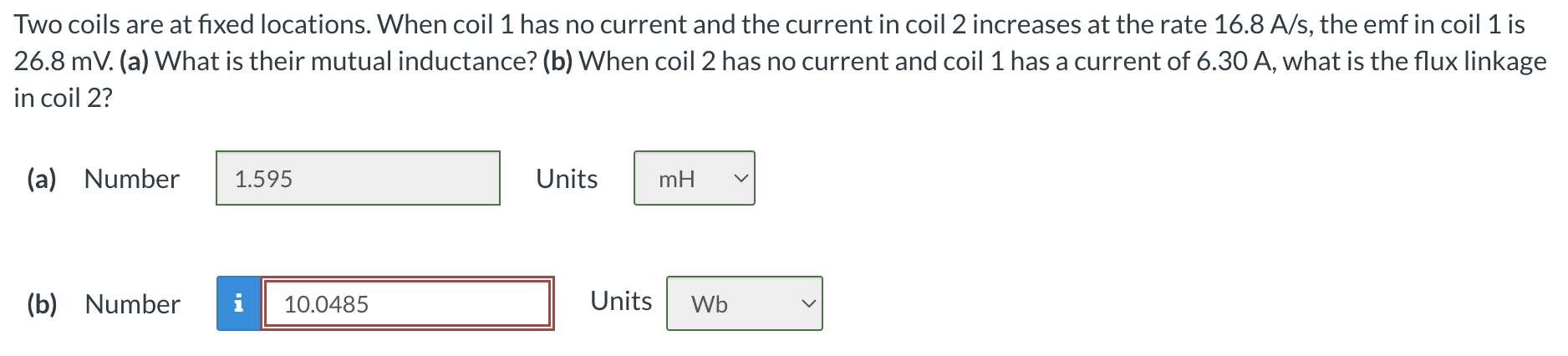 Solved Two coils are at fixed locations. When coil 1 ﻿has no | Chegg.com