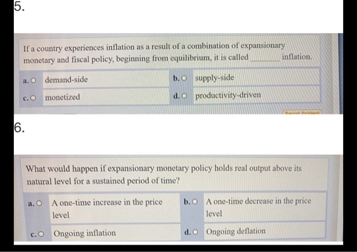 Solved If a country experiences inflation as a result of a | Chegg.com