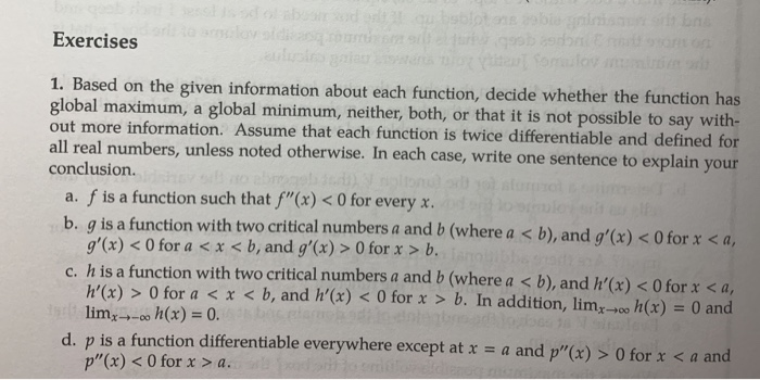 Solved Exercises 1. Based on the given information about | Chegg.com