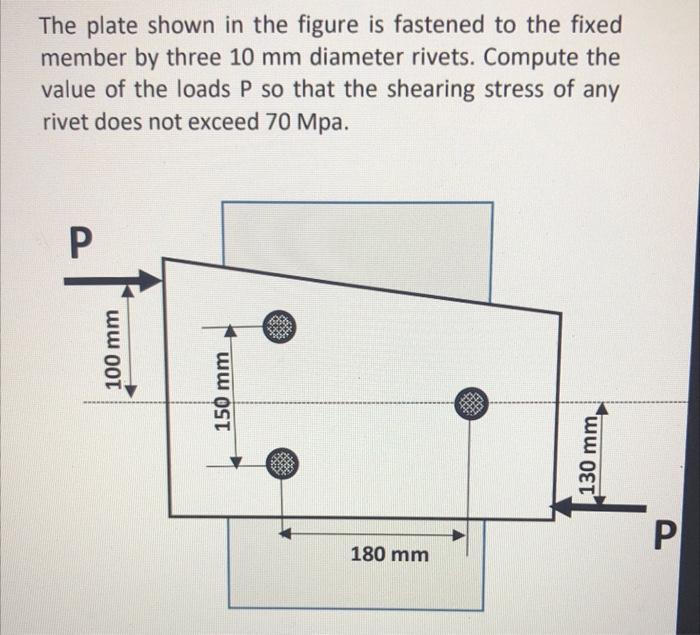 Solved The plate shown in the figure is fastened to the | Chegg.com