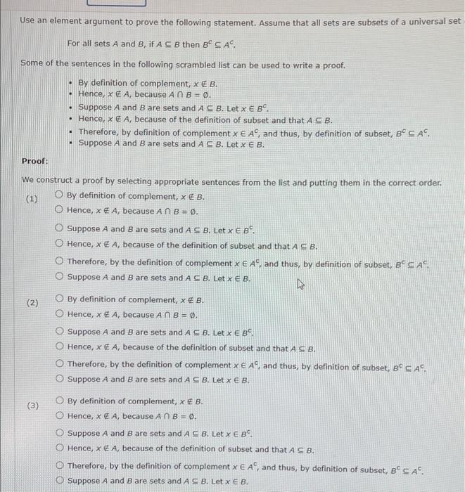 Use An Element Argument To Prove The Following | Chegg.com