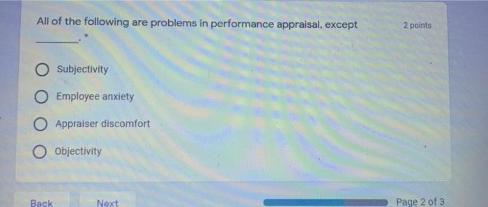 Solved All Of The Following Are Problems In Performance | Chegg.com