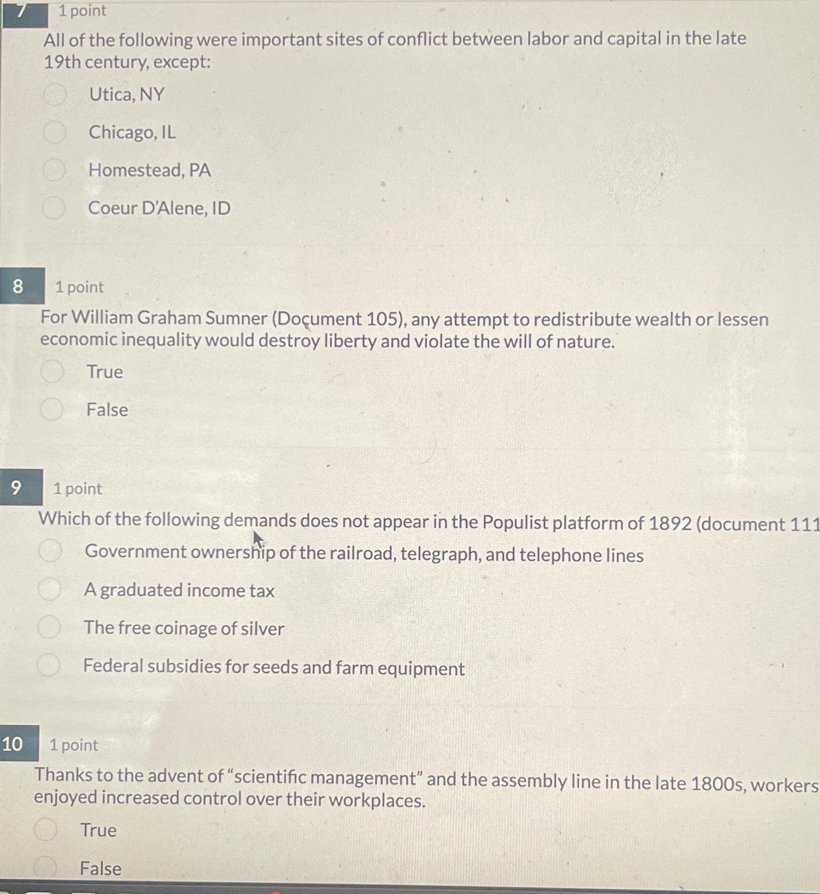 1 ﻿pointAll of the following were important sites of | Chegg.com