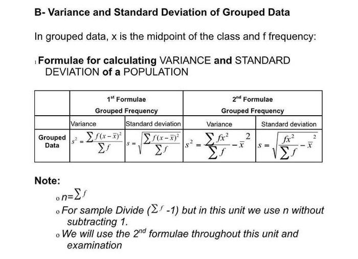 B Variance And Standard Deviation Of Grouped Data In Chegg Com