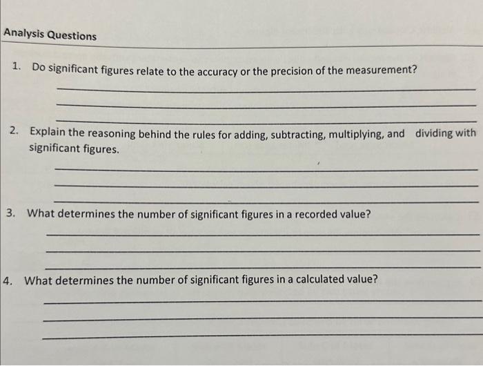 Solved Part 2 - Volume Calculations with Significant Figures