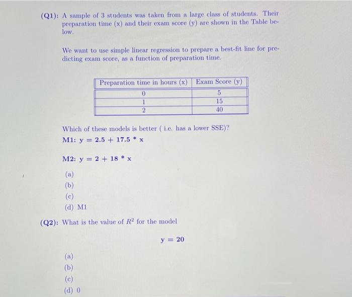 Solved (Q1): A sample of 3 students was taken from a large | Chegg.com
