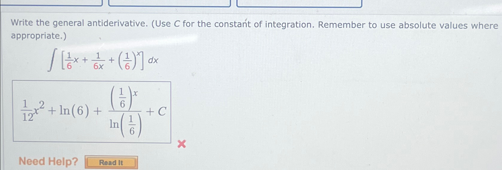 Solved Write the general antiderivative. (Use C ﻿for the | Chegg.com