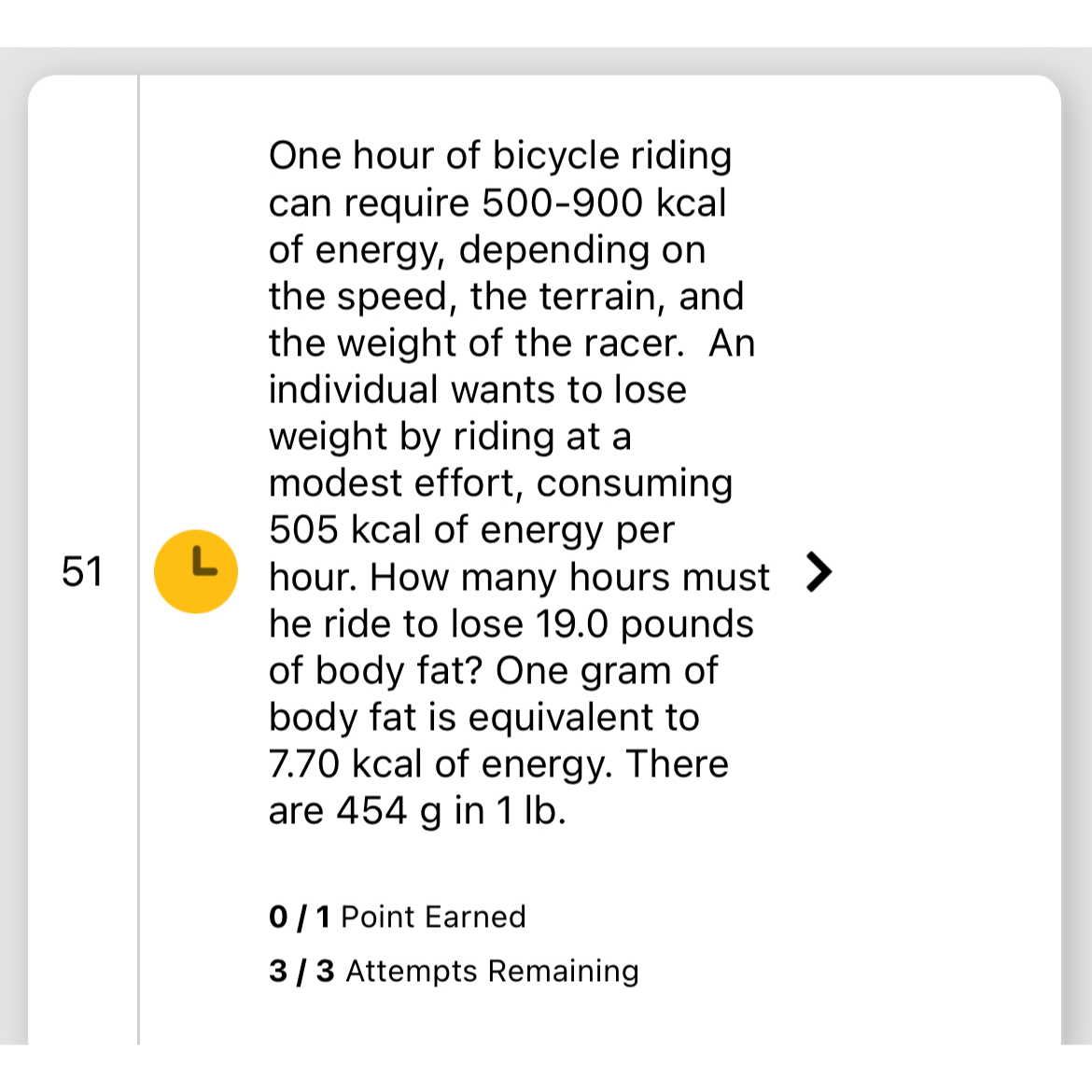 Solved One hour of bicycle riding can require 500900 ﻿kcal