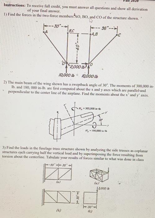 Solved Instructions To Receive Full Credit You Must Answer Chegg Com