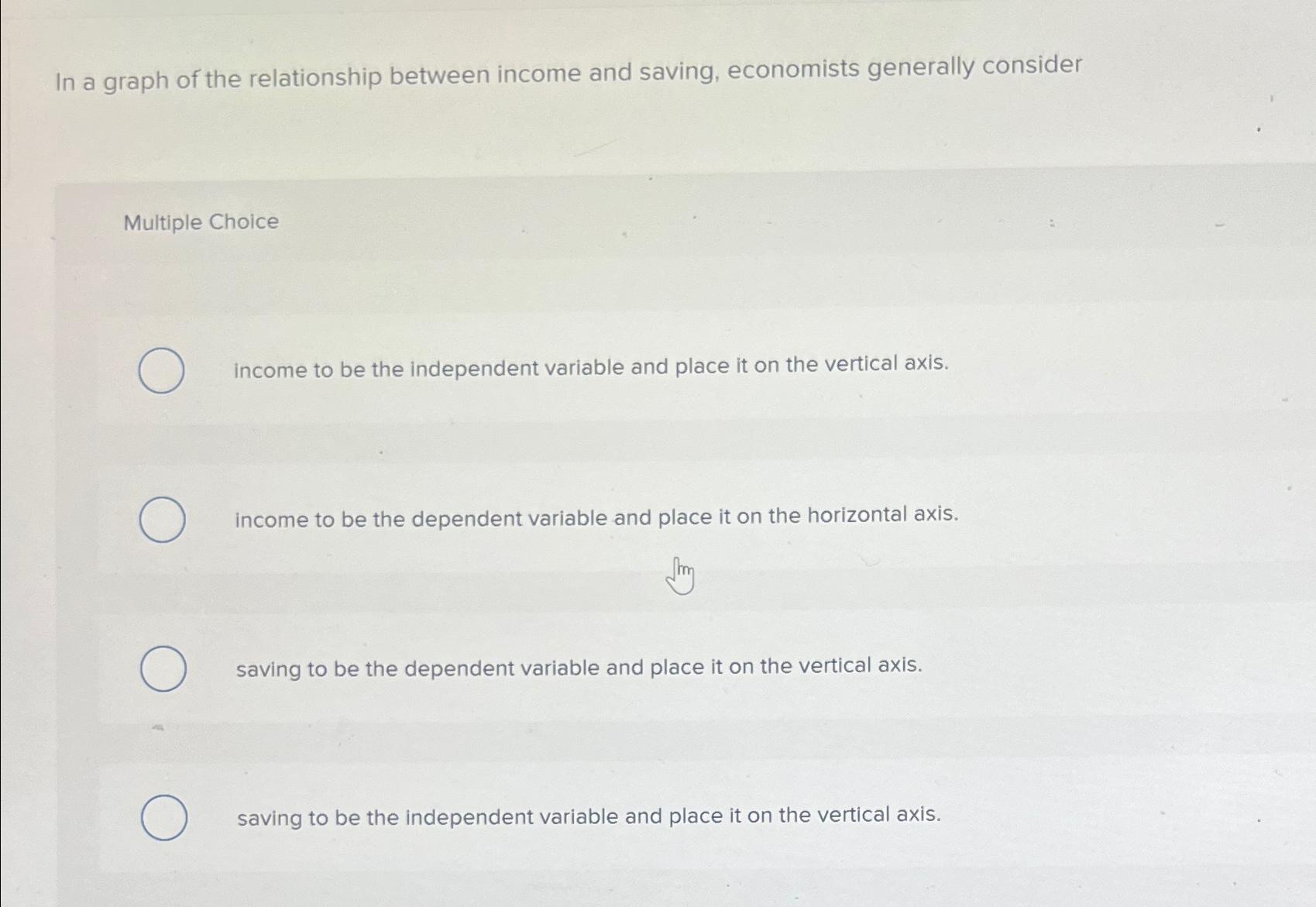 Solved In a graph of the relationship between income and | Chegg.com