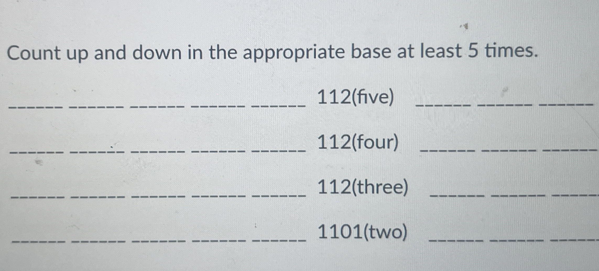 Solved Count up and down in the appropriate base at least 5 | Chegg.com