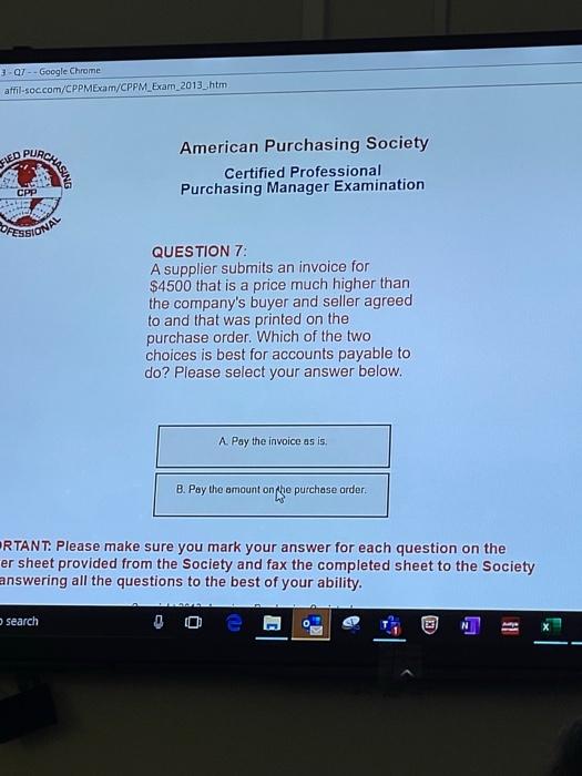 Solved American Purchasing Society Certified Professional | Chegg.com