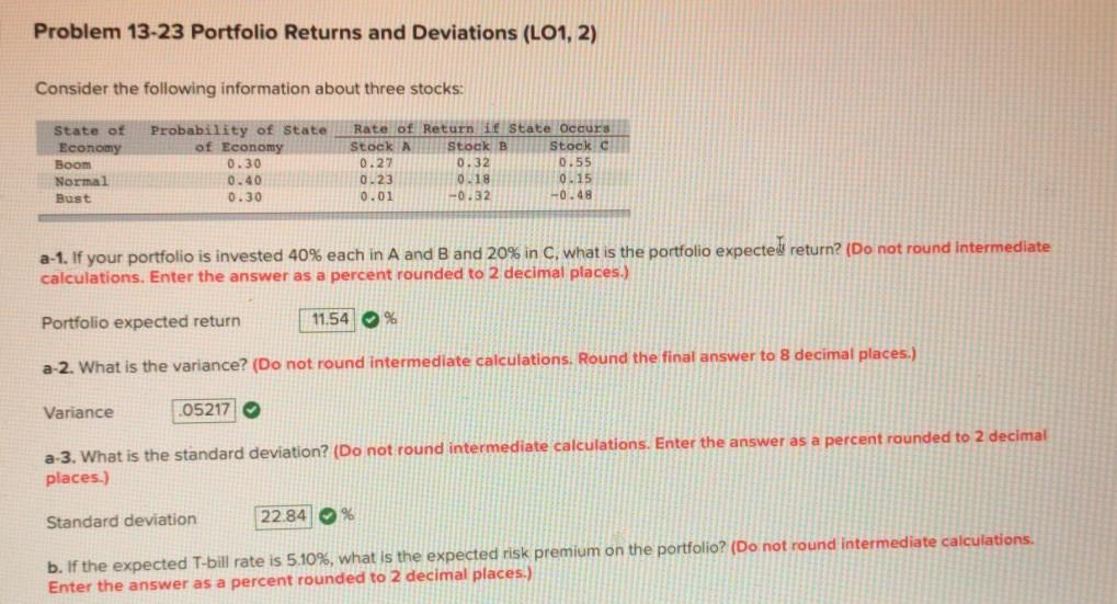 Solved Problem 13-23 Portfolio Returns And Deviations (LO1, | Chegg.com