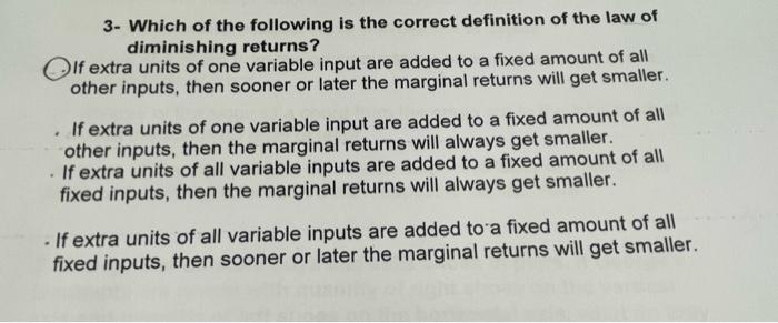 Solved 3- Which Of The Following Is The Correct Definition | Chegg.com