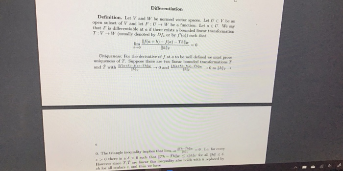 Solved Differentiation Definition Le V And W Be More Wor Chegg Com