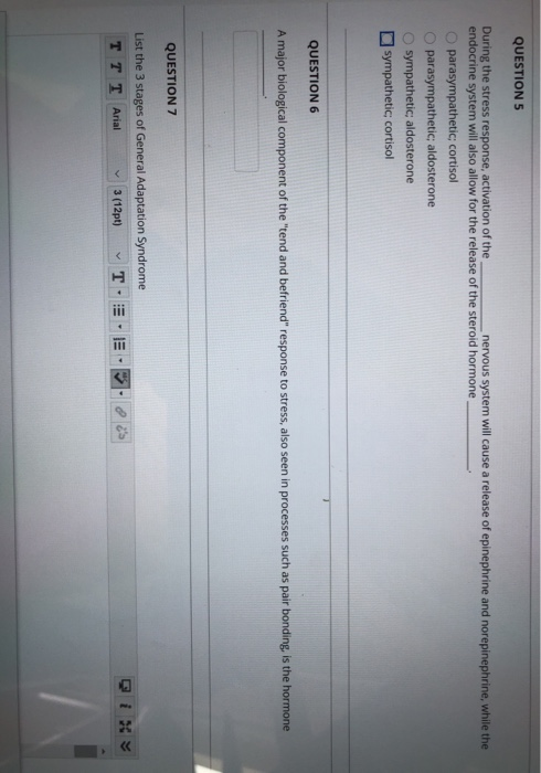 Solved QUESTIONS During the stress response, activation of | Chegg.com