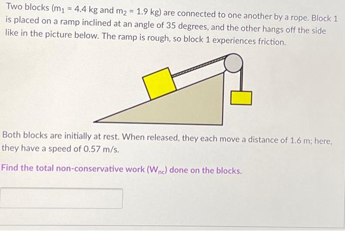 Solved Two Blocks (m1 = 4.4 Kg And M2 = 1.9 Kg) Are | Chegg.com