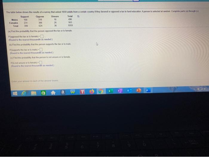 Solved The table below shows the results of a survey that | Chegg.com