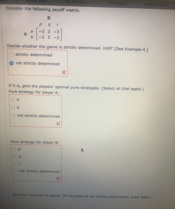 Solved Consider the following payoff matrix. a 6 p q -2 3 -2 | Chegg.com