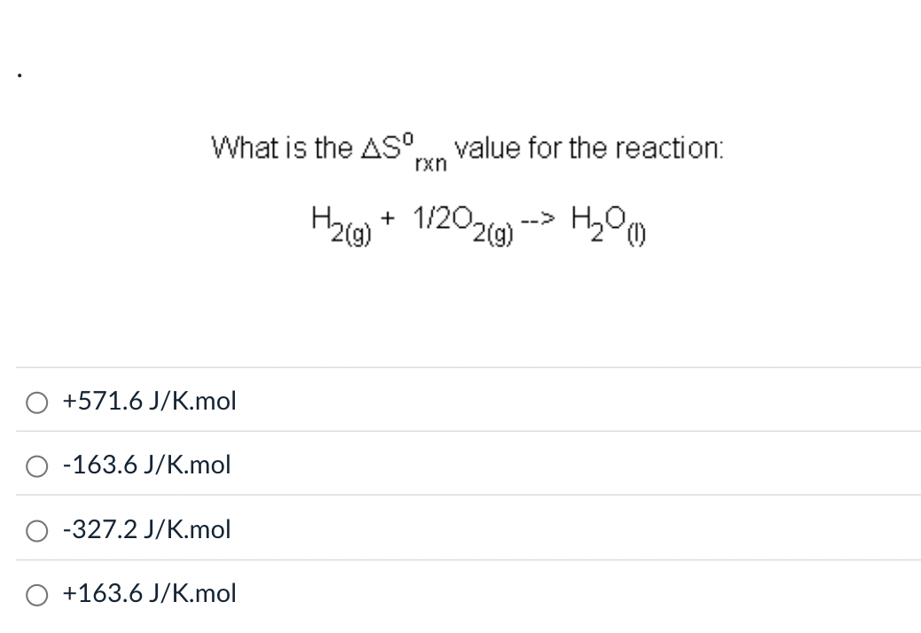 Delta's Rxn Chart Solved What is the ΔSrxn0 value for the | Chegg.com