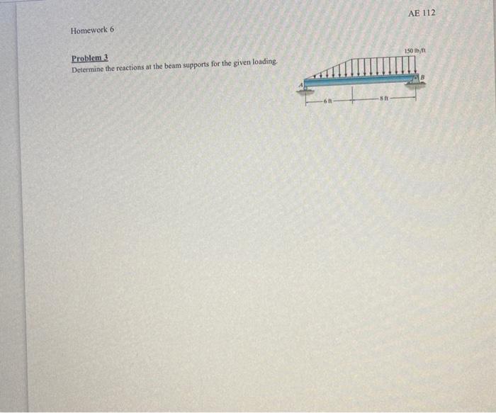 Solved Problem 3 Determine The Reactions At The Beam | Chegg.com