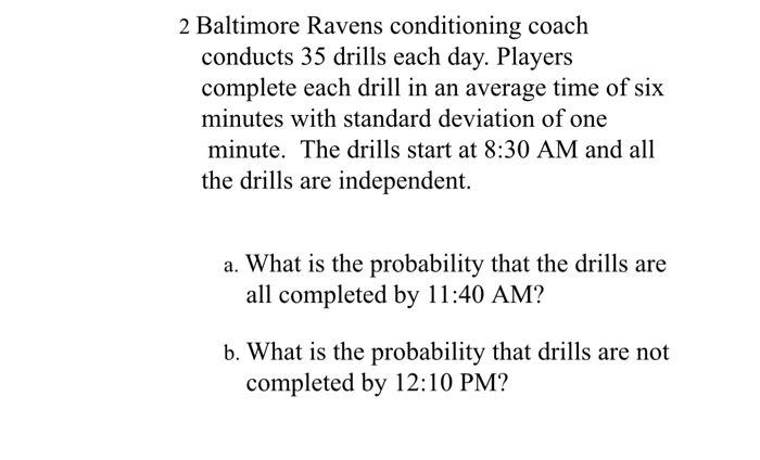 Solved 2 Baltimore Ravens Conditioning Coach Conducts 35 Chegg Com