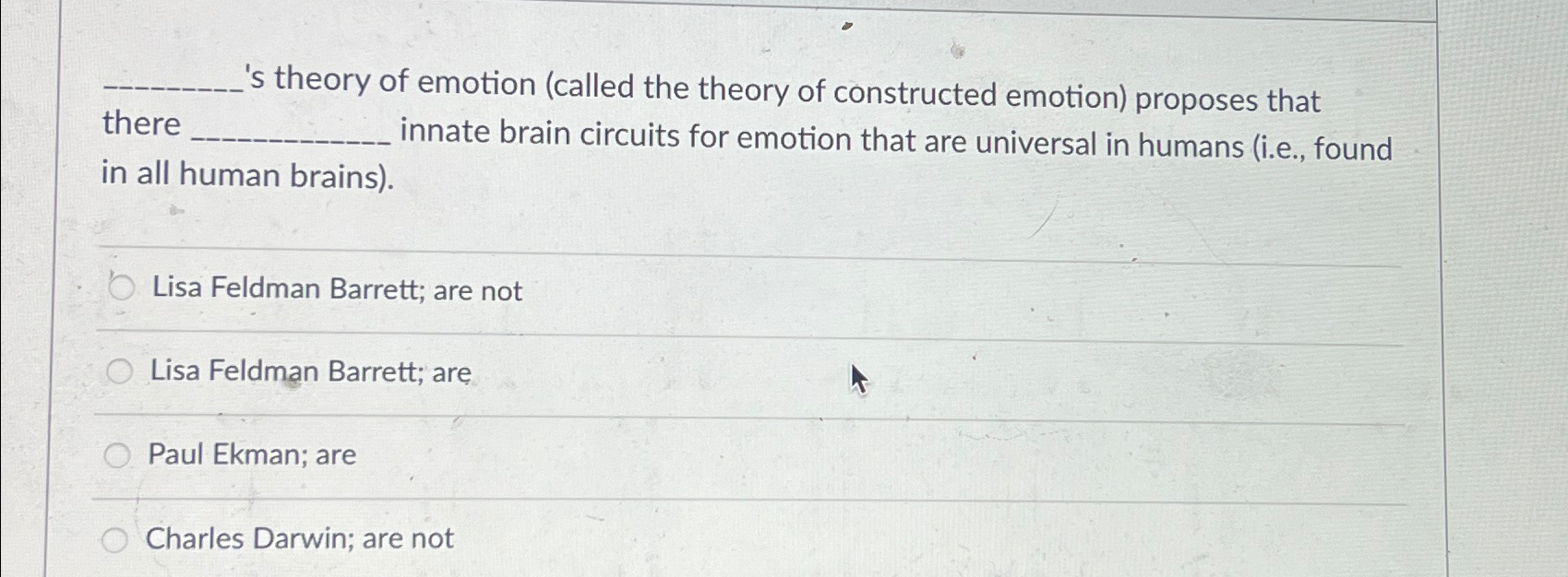 Solved 's theory of emotion (called the theory of | Chegg.com
