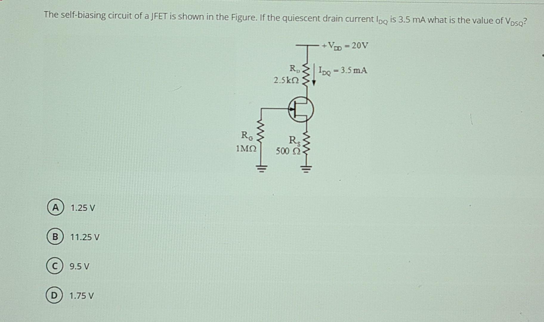 Solved The self-biasing circuit of a JFET is shown in the | Chegg.com