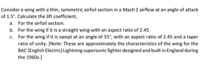 Solved Consider A Wing With A Thin, Symmetric Airfoil | Chegg.com