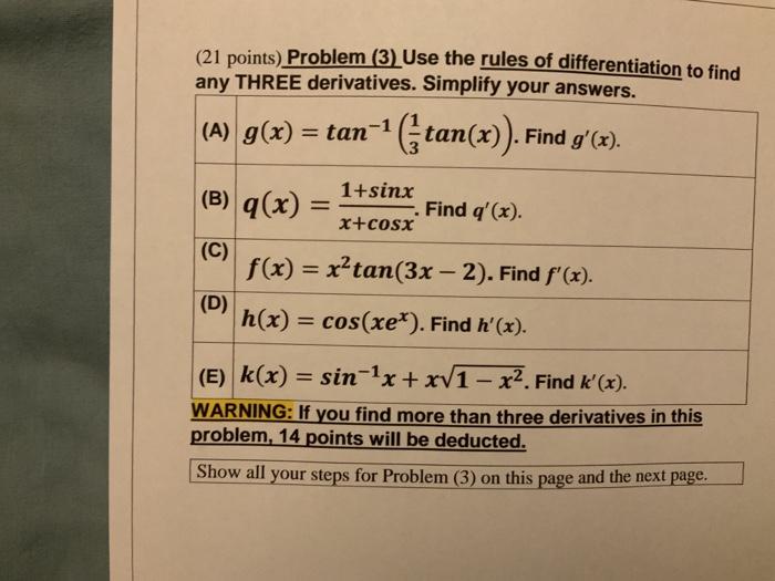 Solved 21 Points Problem 3 Use The Rules Of Chegg Com