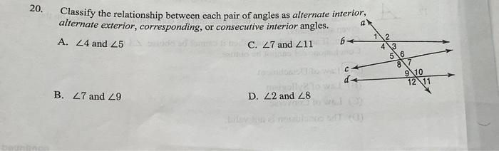 Solved 20. Classify the relationship between each pair of | Chegg.com