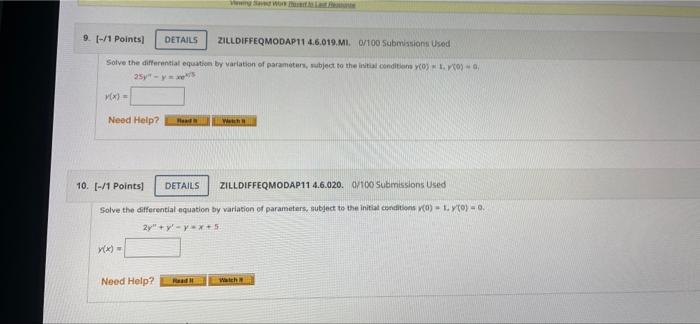 Solved 9. [-/1 Points] DETAILS ZILLDIFFEQMODAP11 4.6.019.MI. | Chegg.com