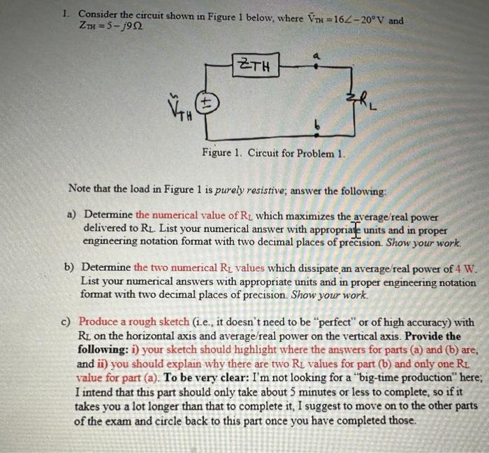 Solved 1. Consider the circuit shown in Figure 1 below, | Chegg.com